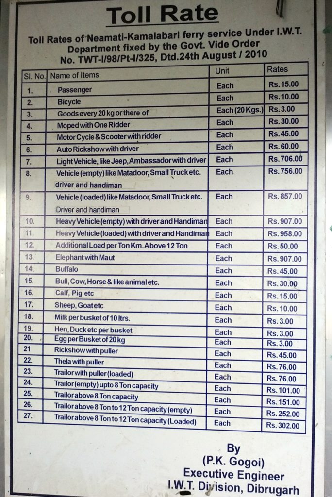 Majuli Ferry Toll Rate