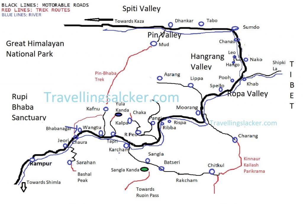 Kinnaur Tourist Map